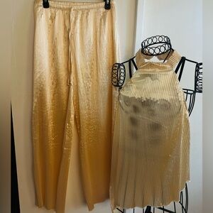 Elegant Gold Women's 2 piece pants set